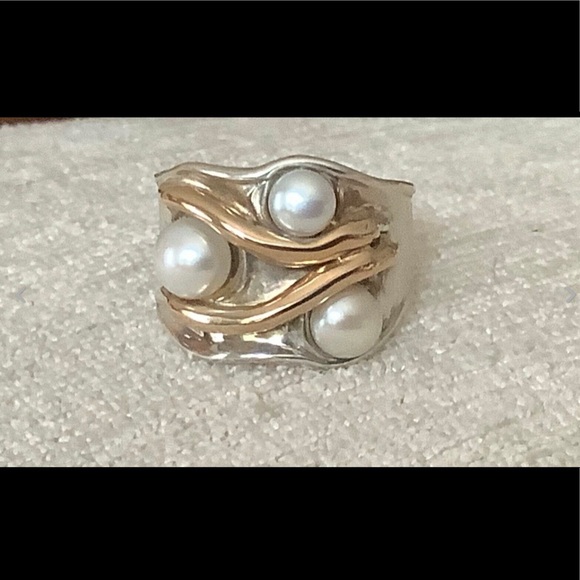 Hagit Gorali Sterling Silver & 14k gold Pearl ring - Picture 2 of 13